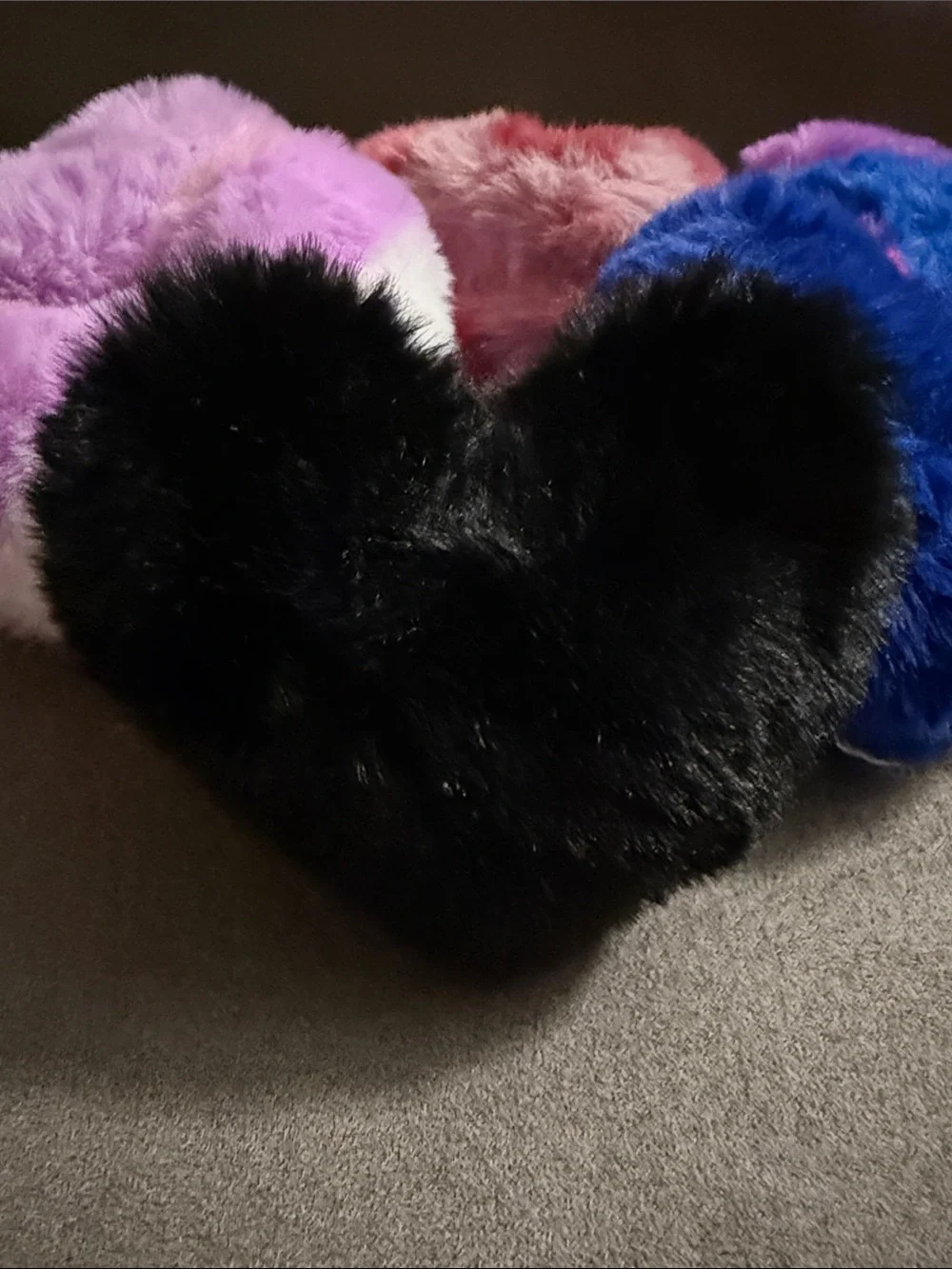 Plush Heart-Shaped Multi-Color Faux Fur Keychains B24
